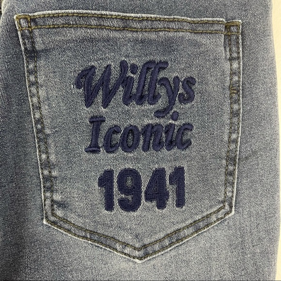 JEEP Dark Wash Denim High Waisted Embroidered Stitch Drawstring Waist Jeans - Picture 10 of 12